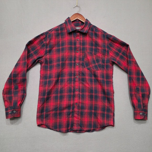 Eddie Bauer Mens Red Plaid Long Sleeve Button Up Flannel Size Small - Picture 1 of 7